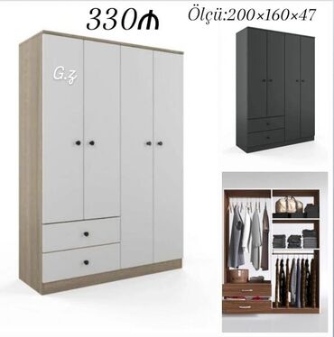 Çarpayılar: Açılan, 4 qapılı Düz dolab, Şifonyer