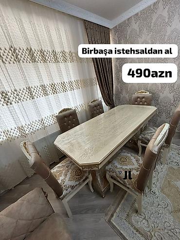 masa satisi: Mətbəx üçün, Yeni, Açılmayan, Dördbucaq masa, 6 stul — 3