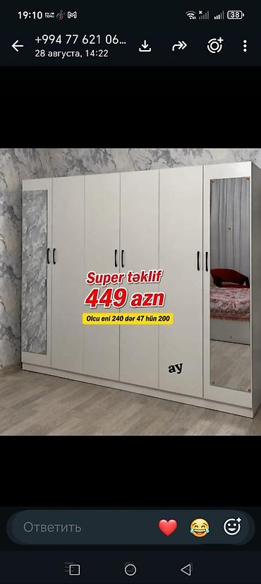 Ağ rəngli çoxqapılı paltar dolabı. Müasir və sadə dizayna malikdir lalafo.az -da Ağ rəngli çoxqapılı paltar dolabı. Müasir və sadə dizayna malikdir