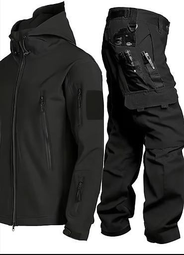 Спортивные костюмы: Uniseks taktiki outdoor dəst – qara rəng - 2 hissə: kapüşonlu — 1