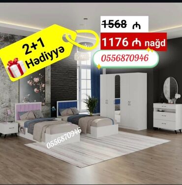 gence divan: Oğlan və qız üçün, Yeni, 2 təknəfərlik çarpayı, Yazı masası, Dolab, Termo