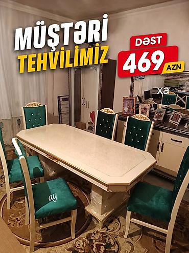 Masa və oturacaq dəstləri: Masa–stul dəsti - Klassik üslubda 1 ədəd iri yemək masası və 6 ədəd — 3