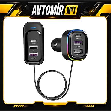 cps naviqator: Avtomobil üçün 12–24V 66W USB şarj cihazı – Type-C + 2 USB port və — 1