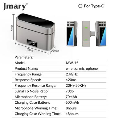 приставка для телевизора: Продаю беспроводной петличный микрофон Jmary MW-15 (Type-C). Новый