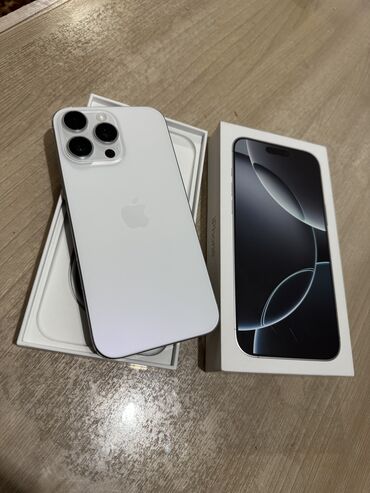 Apple iPhone: IPhone 16 Pro Max, Новый, 256 ГБ, White Titanium, Кабель, Коробка, 100 %