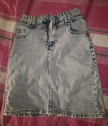 Açıq mavi rəngdə cins ətək - Material: klassik denim (cəmi qatlı
