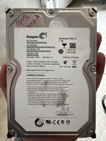 Жесткие диски, переносные винчестеры: Накопитель, Б/у, Seagate, HDD, 1 ТБ, 3.5", Для ПК