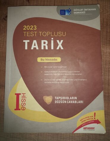 Tədris ədəbiyyatı: Tarixdən dim test toplusu 1-ci hissə 2023-cü il vəziyyəti əladır lakin