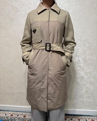 zara l: Пальто, Осень-весна, Кашемир, По колено, С поясом, 2XL — 1
