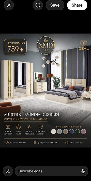 makiyaj masa: Yataq otağı mebel dəstləri – XMD 1) Qara-qızılı klassik dəst – 899 — 2