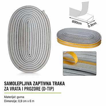 KMT Zaptivna traka za vrata tip D siva 5202961 Samolepljiva zaptivna