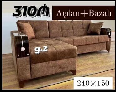 Sifarişlə divanlar: Künc divan, Qonaq otağı üçün, Parça, Bazalı, Açılan — 6