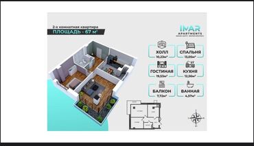 срочно продаётся 1 комнатная квартира в районе шлагбаум по улице кенсуйская 17: 2 комнаты, 67 м², Элитка, 10 этаж, ПСО (под самоотделку)
