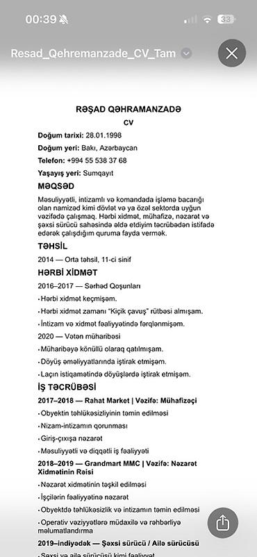 İş axtarıram (rezümelər): Nə iş olsa Xidmət: Şəxsi/Ailə sürücüsü və təhlükəsizlik nəzarəti üzrə — 1