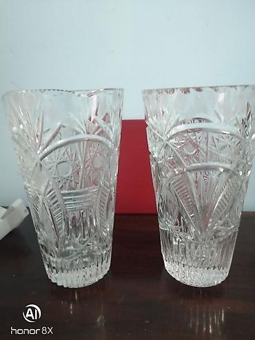 sufre dekoru: Kəsimli kristal guldan– 2 ədəd dəst - Material: qalın, şəffaf kristal — 2