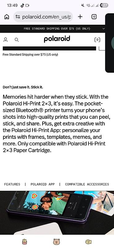 Офисная техника: Polaroid Hi-Print 2x3 Pocket Photo Printer (Generation 2). 210 manata — 2