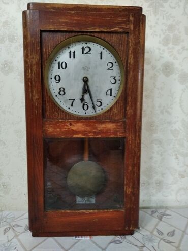 Антикварные часы: Часы настенные, красное дерево, 2ой московский часовой завод 1937 года