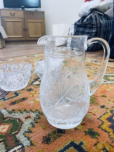 Konfet qabları: Kəsimli şüşə/kristal qab dəsti - 3 ədəd dekorativ şüşə/kristal qab - — 18