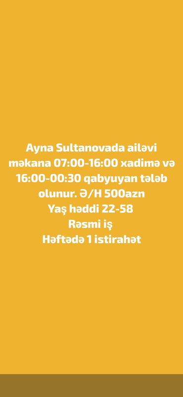Polo köynəklər: Xadimə tələb olunur, Aylıq ödəniş, 30-45 yaş