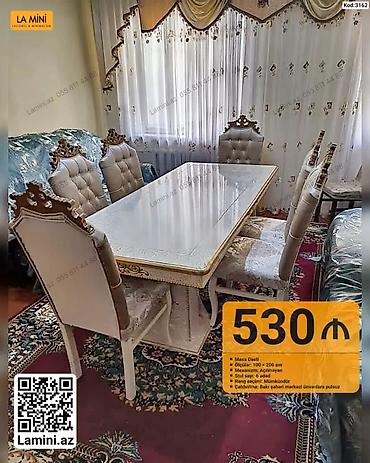 Ev və bağ: Masa dəsti – klassik üslub - Tərkibi: 1 ədəd düzbucaqlı masa + 6 ədəd — 1
