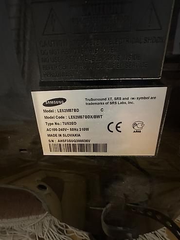 TV və video: 0508888777. Samsung televizorlar – 2 ədəd 1) Model: LE52M87BD (LCD) - — 2