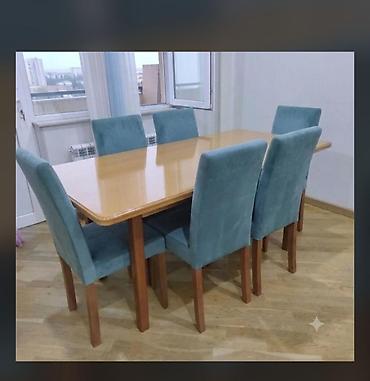 Digər mebel: NigMasa desdi satlr Açlan kvadrat masa +6 stul Normal vezyetdedir — 1