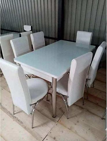 Setovi stolova i stolica: Trpezarijski set – sto sa staklenom pločom i 6 stolica - Dizajn — 4