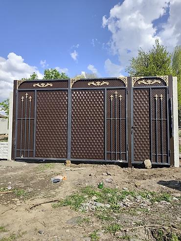 Ачылма дарбазалар: Металлические распашные ворота с калиткой - Материал: сталь, сварная — 4