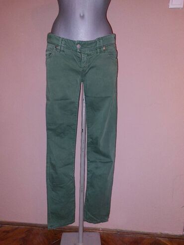zelene zenske pantalone: Pamuk, Spušteni struk, Drugi kroj