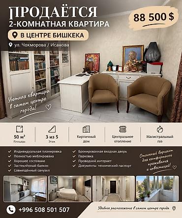 2 комнаты, 50 м², Золотой квадрат Индивидуалка, 3 этаж, Дизайнерский ремонт