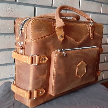 Noutbuklar üçün örtük və çantalar: Natural dəri portfel Dəri Portfel 100% Əl işi təbii Dəri çanta. Təbii — 5