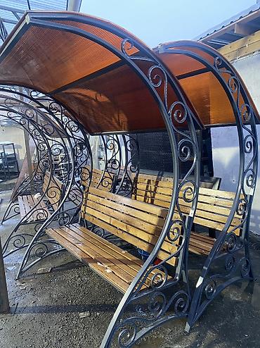 скамейка с козырьком: Скамейка Металл, Со спинкой, С крышей — 10
