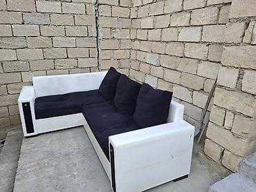 kunc divan: Ağ-qara künc divan - L formalı, 2 hissədən ibarət künc divan - Rəng — 3
