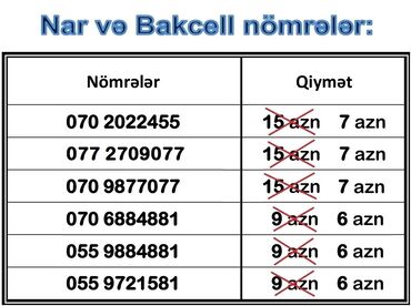 nar nomre sifarisi 2022: Номер: ( 070 ) ( 2022455 )