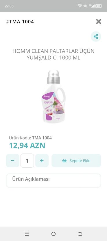 HOMM Clean paltarlar üçün yumşaldıcı, 1000 ml. Paltarlarınızın təmiz