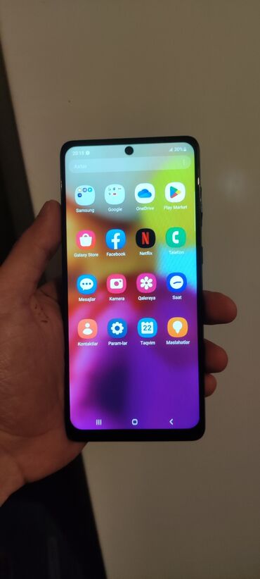 Samsung: Samsung Galaxy A71 5G, 128 GB, rəng - Göy, Sensor, İki sim kartlı, Face ID