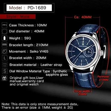 Ručni satovi: PAGANI DESIGN PD-1689 - 40mm - Plava Potpuno nov muški sat PAGANI — 7