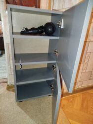 кровать со столом: Керебеттин жанындагы тумба, Жаңы, Күзгүсүз, түсү - Боз, ЛДСП, Өзү алып кетүү