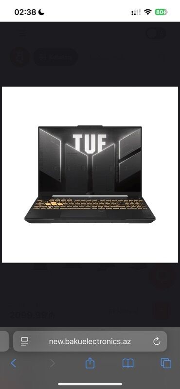 Modemlər və şəbəkə avadanlıqları: ASUS TUF Gaming F15 (FX507) noutbuku - 15.6” ekranlı TUF Gaming