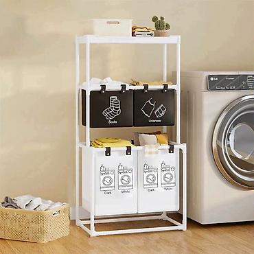 mini sofe: Troslojni organizator za veš sa točkićima - Dimenzije: 120 cm — 3