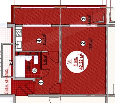 Продажа квартир: 1 комната, 42 м², 8 этаж, Готовая ПСО (под самоотделку) — 13