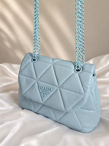 mekteb çanta: Açıq mavi çiyin çantası – Prada Milano - Material: yumşaq quilted — 1