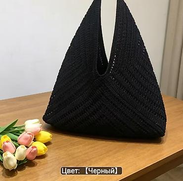 Çantalar: Qadınlar üçün trikotaj çiyin çantası - Model: üçbucaq formalı toxunma — 1