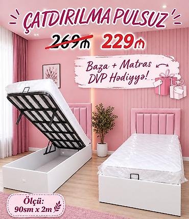 Baza + matras dəsti — DVP hədiyyə! - Ölçü: 90 sm x 2 m - Qaldırılan