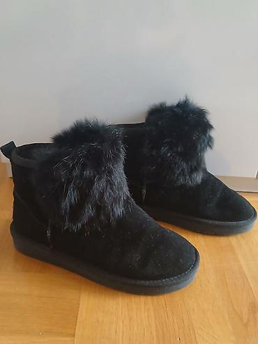bata obuca promenada: Crne ženske zimske čizme STEPHAN, model do članka. - Materijal: meki — 3
