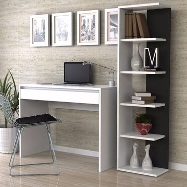 Sifarişlə yazı masaları: Dördbucaq masa, Stulsuz, Polkalı, Siyirməsiz, Türkiyə, Mat laminat — 17