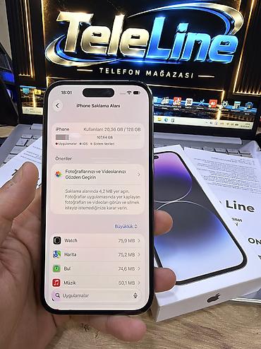 iphone iks: IPhone 14 Pro, 128 GB, Deep Purple, Zəmanət, Kredit, Simsiz şarj — 6