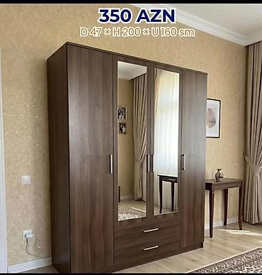 taxta asılqan: Geniş güzgülü paltar şkafı - Ölçülər: Dərinlik 47 sm, Hündürlük 200 — 1