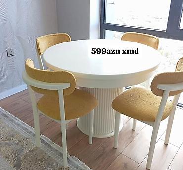 masa dəsti: Dəyirmi yemək dəsti – masa + 4 stul - Masa: dairəvi forma, qalın üst — 2