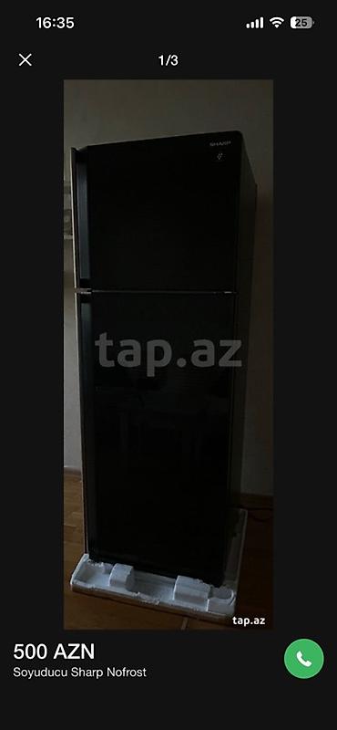 sharp: Soyuducu Sharp NoFrost - Rəng: qara, şüşə effekti olan ön panel - — 1